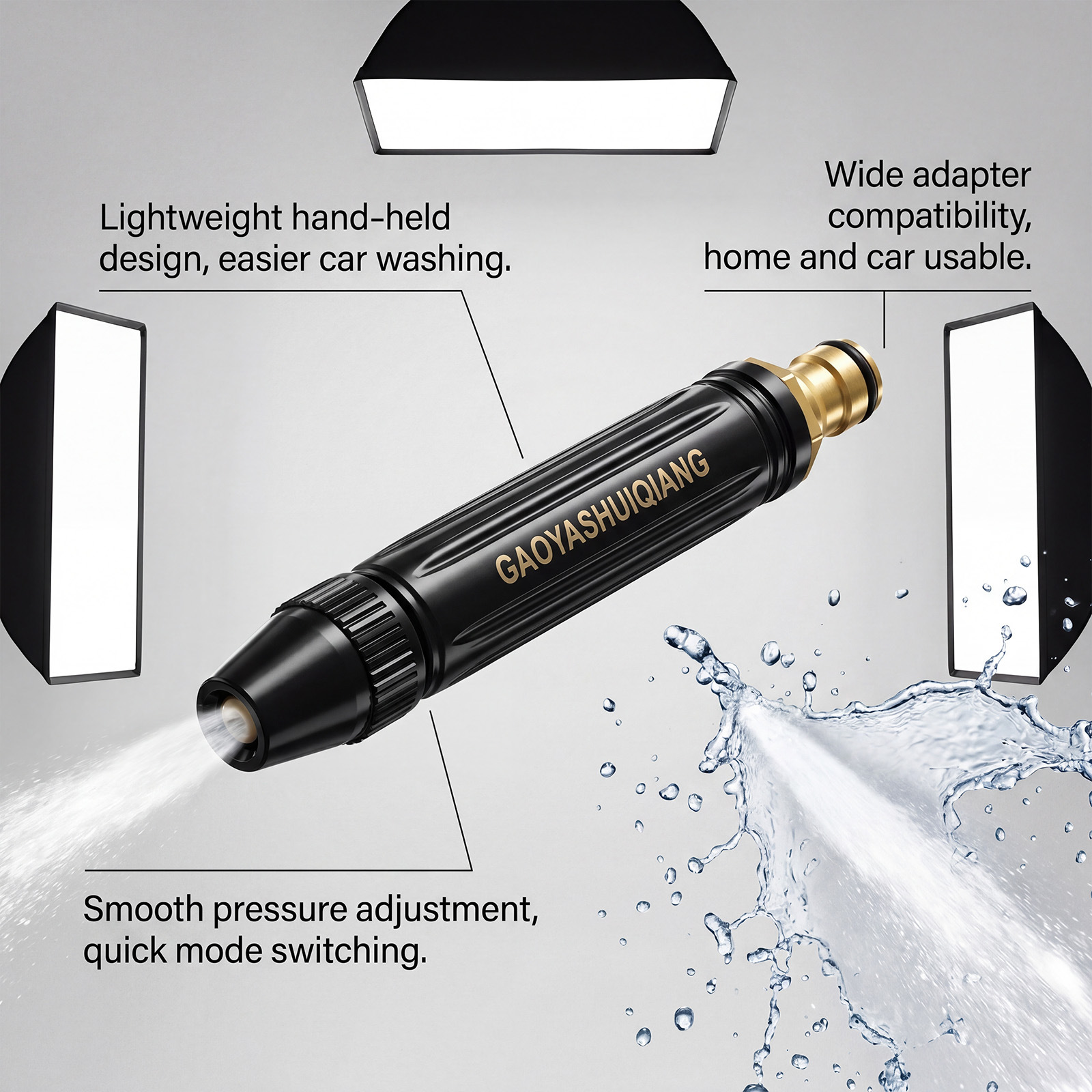 High-Pressure Car Wash Water Gun for Daily Household Use, Cleaning Car Residue and Stains, Portable High-Pressure Water Flow Car Wash Water Gun