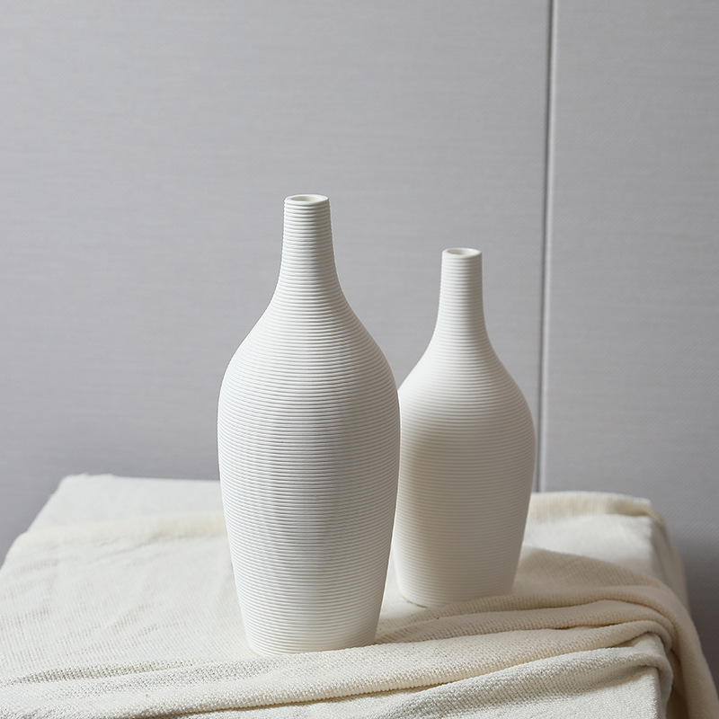 Botón de cerámica a rayas blancas decoración moderna y minimalista sala de estar flor seca flor de mesa decoración floral