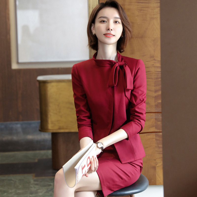 Stewardess Uniform Professional Suit, Feminine Beautician Work Clothes, High-End Suit Skirt, Hotel Front Desk Work Clothes