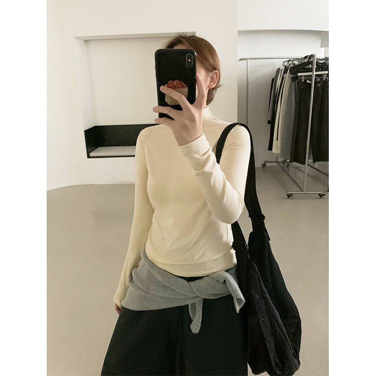 TG 不费脑叠穿百搭半高领修身保暖抓绒打底衫女2025冬季新款26044