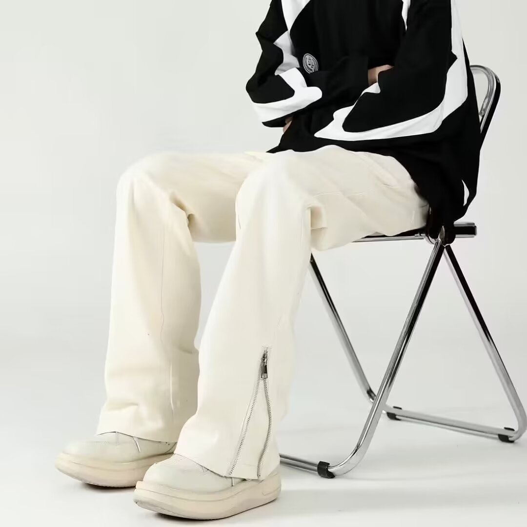 Pantalones estilo vibe americano, pantalones vaqueros negros rotos de la marea de la calle alta, pantalones cortos con cremallera dividida de estilo fino de verano para hombre