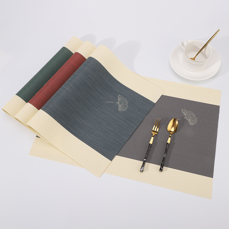 Nuevo Teslin placemat ginkgo jacquard tejido occidental placemat Luz de lujo decorativo Coaster almohadilla de aislamiento térmico impermeable y a prueba de aceite