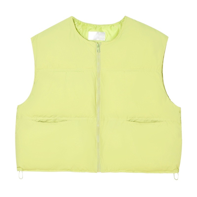 Transfronterizo puff plumón chaleco de mujer 2025 otoño y invierno nuevo hombro coreano pequeño cuello redondo abrazadera de caballo de algodón stock