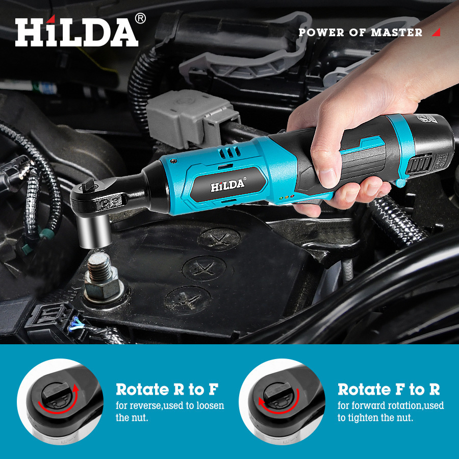 Llave de Trinquete Inalámbrica en Ángulo Recto de 90 Grados, Recargable de Alto Torque para Andamios image 5
