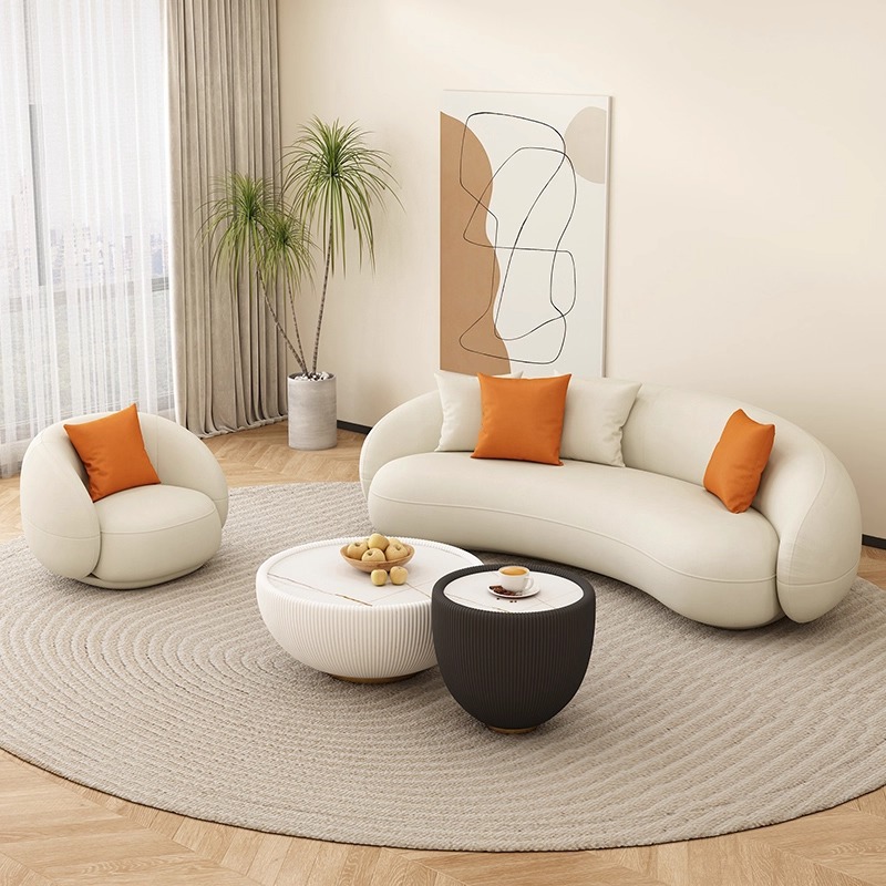 Salón de belleza sofá sala de estar recepción creativa tienda de ropa estilo crema sofá pequeño sala de estar apartamento pequeño moderno y simple