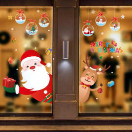 圣诞树贴纸节日字母贴纸Happy Christmas礼物装饰贴玻璃袜子墙贴