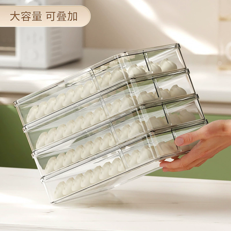 Household large capacity dumpling wonton freshness box multi-layer kitchen with timed food sealing box refrigerator sorting