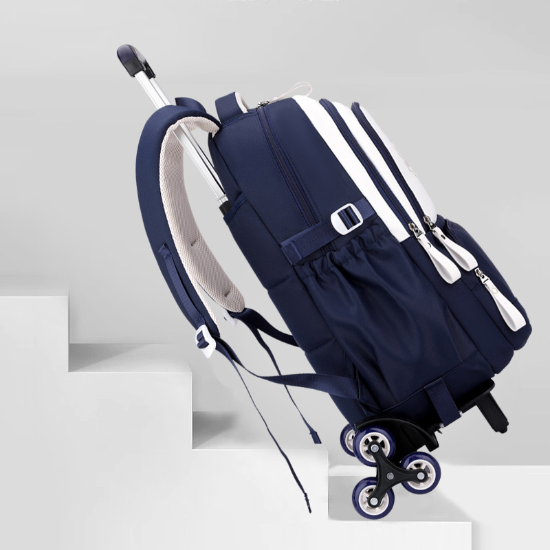 Pescado natural nueva mochila para niños de grado 3 - 6 estudiantes de primaria con tirón con ruedas para subir escaleras, mochila de secundaria secundaria