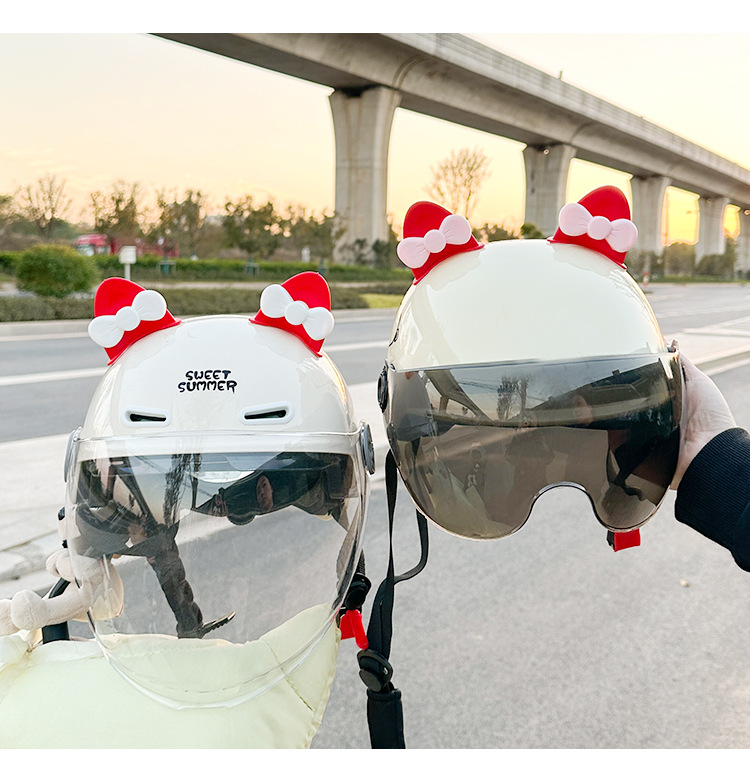 Helmet Decoration Ears Bow Cute Ski Helmet Accessories Electric Motorcycle Decor