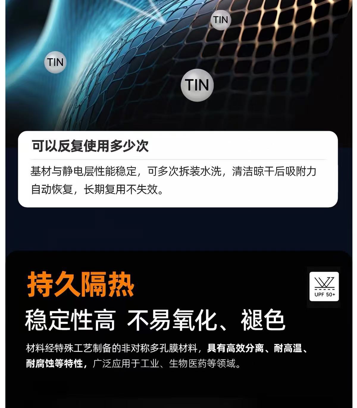 Self-adhesive electrostatic car film for rear side windows, insulating sun protection film, explosion-proof film, privacy film, glass sun protection