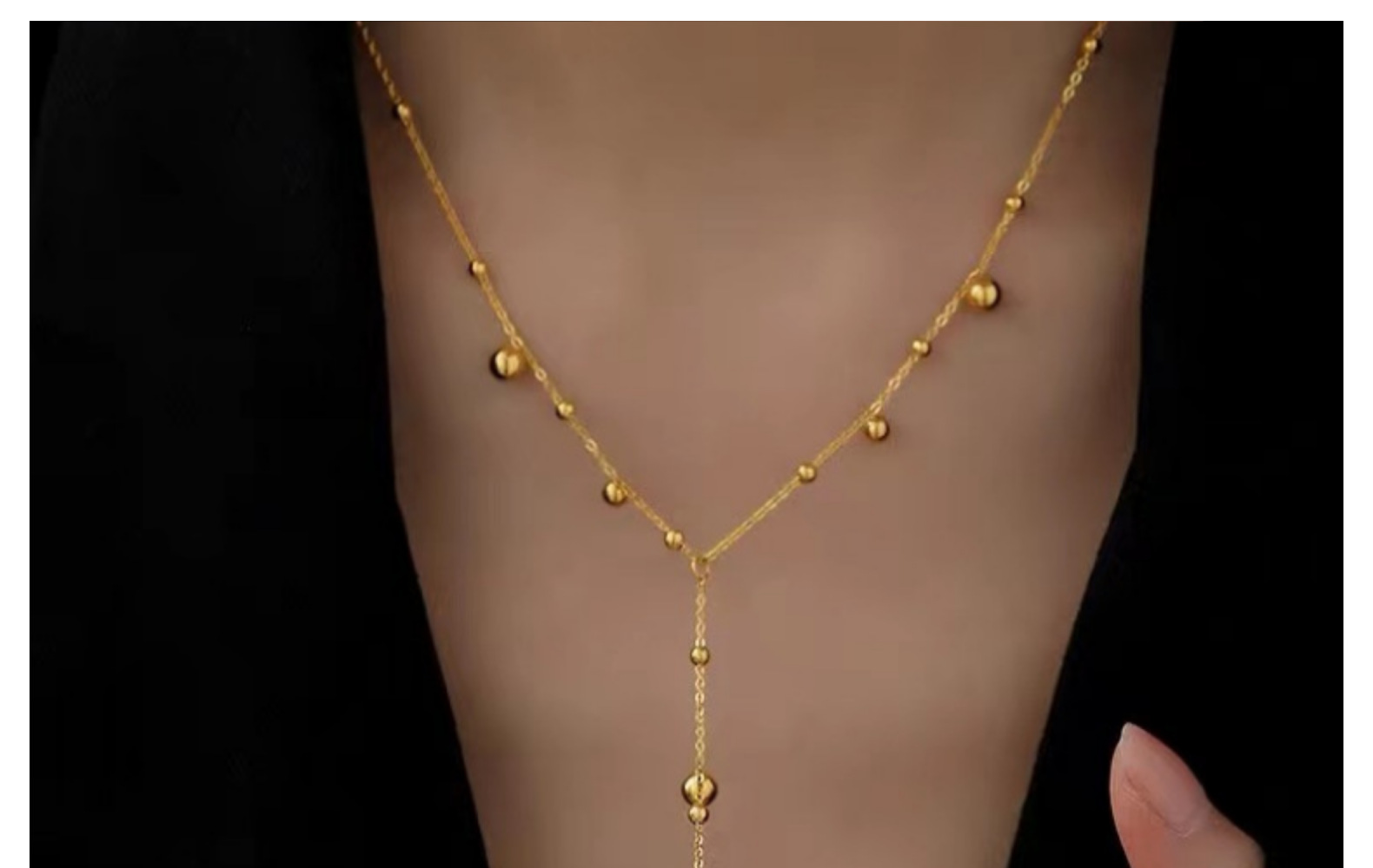 Long Necklace Classification Simple Style Ball Titanium Steel Plating Long Necklace