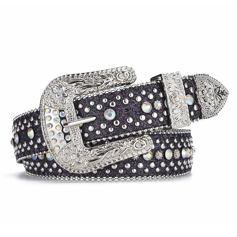 Diamantes de imitación cinturón estilo y2g de las mujeres decoración de la correa ancha moda europea y americana personalizada diamantes incrustados jeans con sentido de diseño versátil