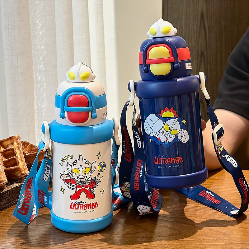 奥特曼卡通儿童双饮吸管保温杯小学生316幼儿园新款可爱便携水杯|undefined