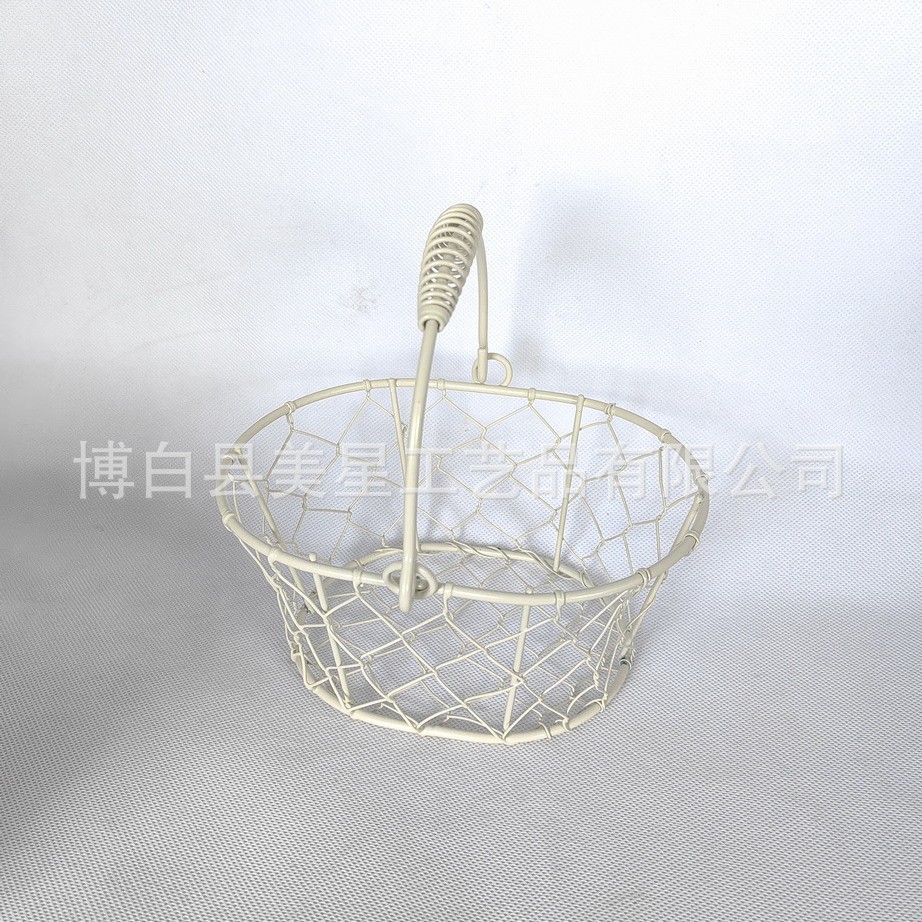 타원형 트위스트 메쉬 핸드바구니-오프화이트 16X12X9HCM