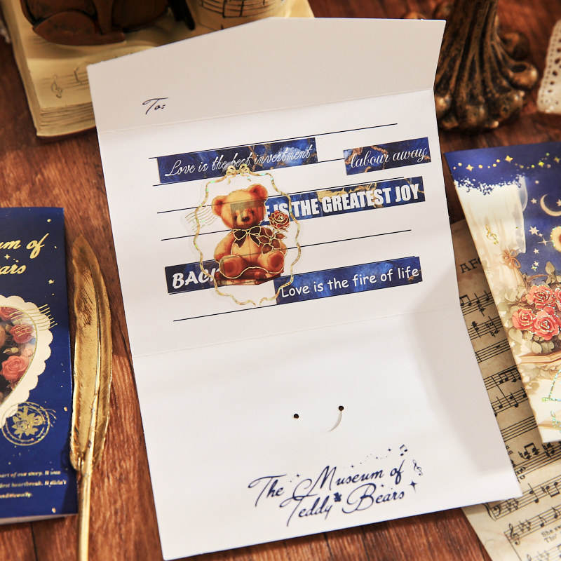 Mr. Paper tarjeta de felicitación rectangular oso casa romántica de alto valor estudiante bendición regalo de vacaciones mensaje tarjeta de felicitación