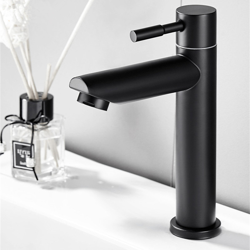 Lavabo caliente y fría del grifo de acero inoxidable baño grifo de baño lavabo solo grifo frío válvula mezcladora