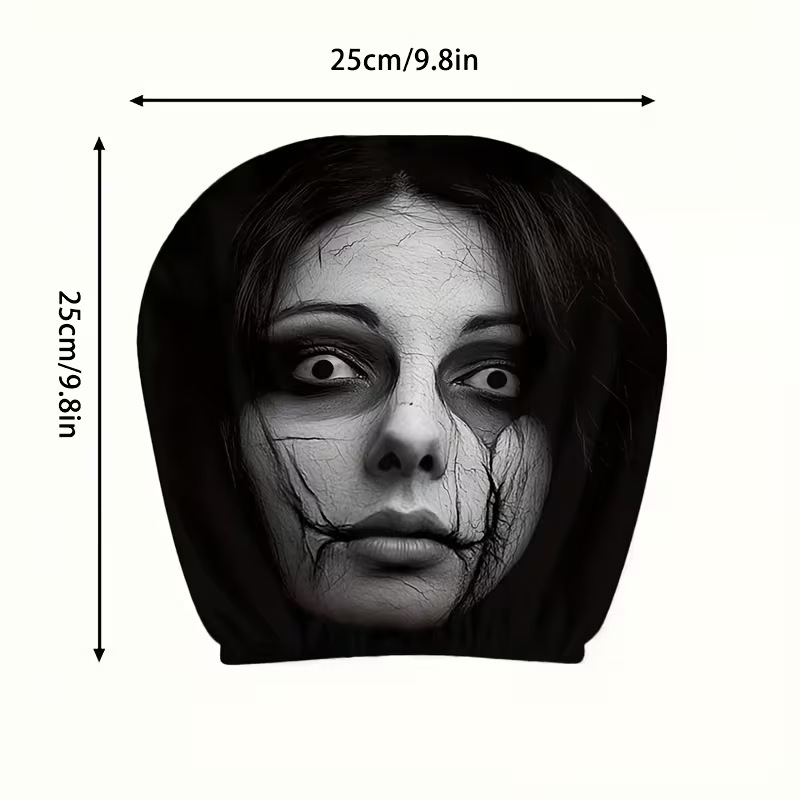 Cross-Border Temu Black and White Horror Smiley Face Design Car Pillow Cover Elastic Universal Horror Car Dust Cover Available for Wholesale
