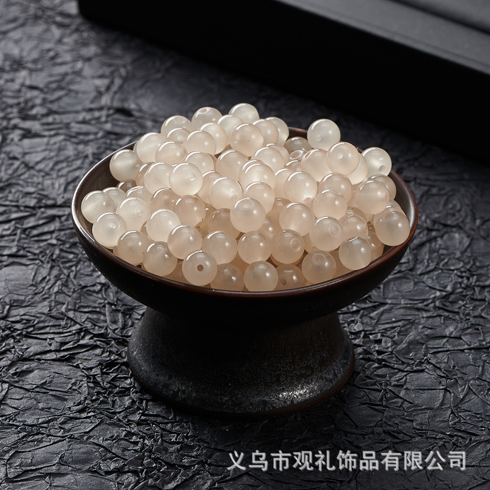 Primavera y verano imitación de cristal imitación de jade natural de 8mm de color sólido perlas de vidrio perlas diy accesorios de pulsera perlas sueltas