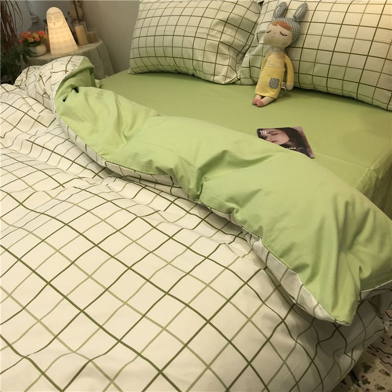 ins 和風レトロブラウンキルトカバー寝具4点セット無地シンプルキルトシーツ寮3点セット|undefined