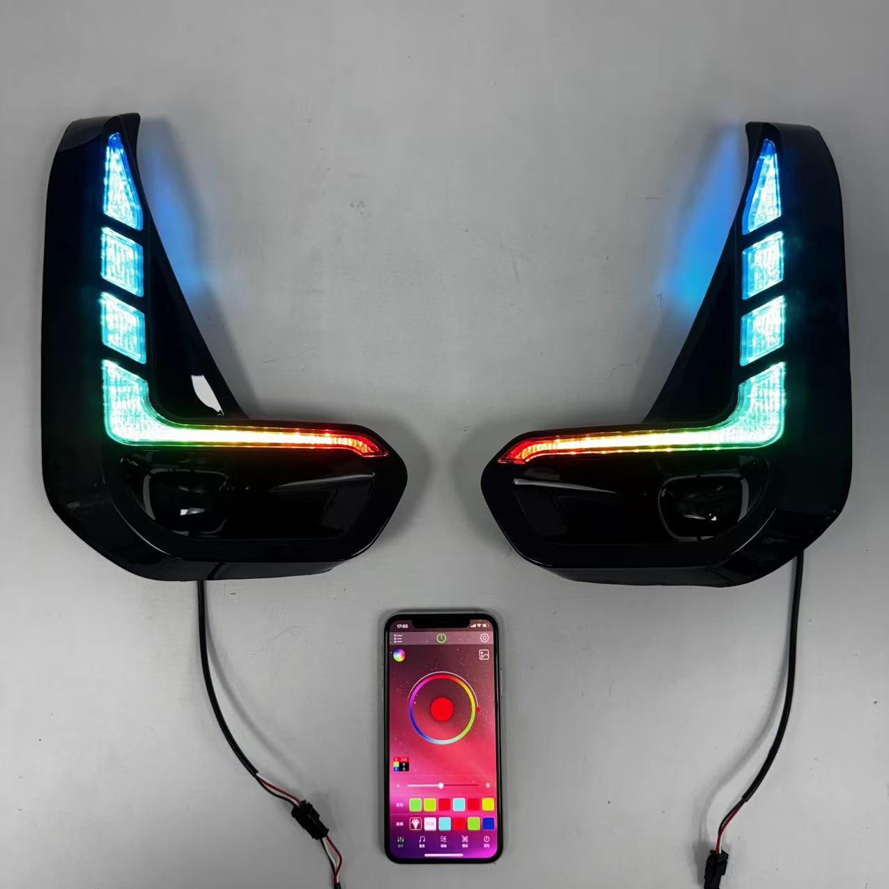 Suitable for Toyota 20 Hilux Low-Profile Fog Lamp Modified Front Led Daytime Running Light Rgb Mobile Phone Control Version