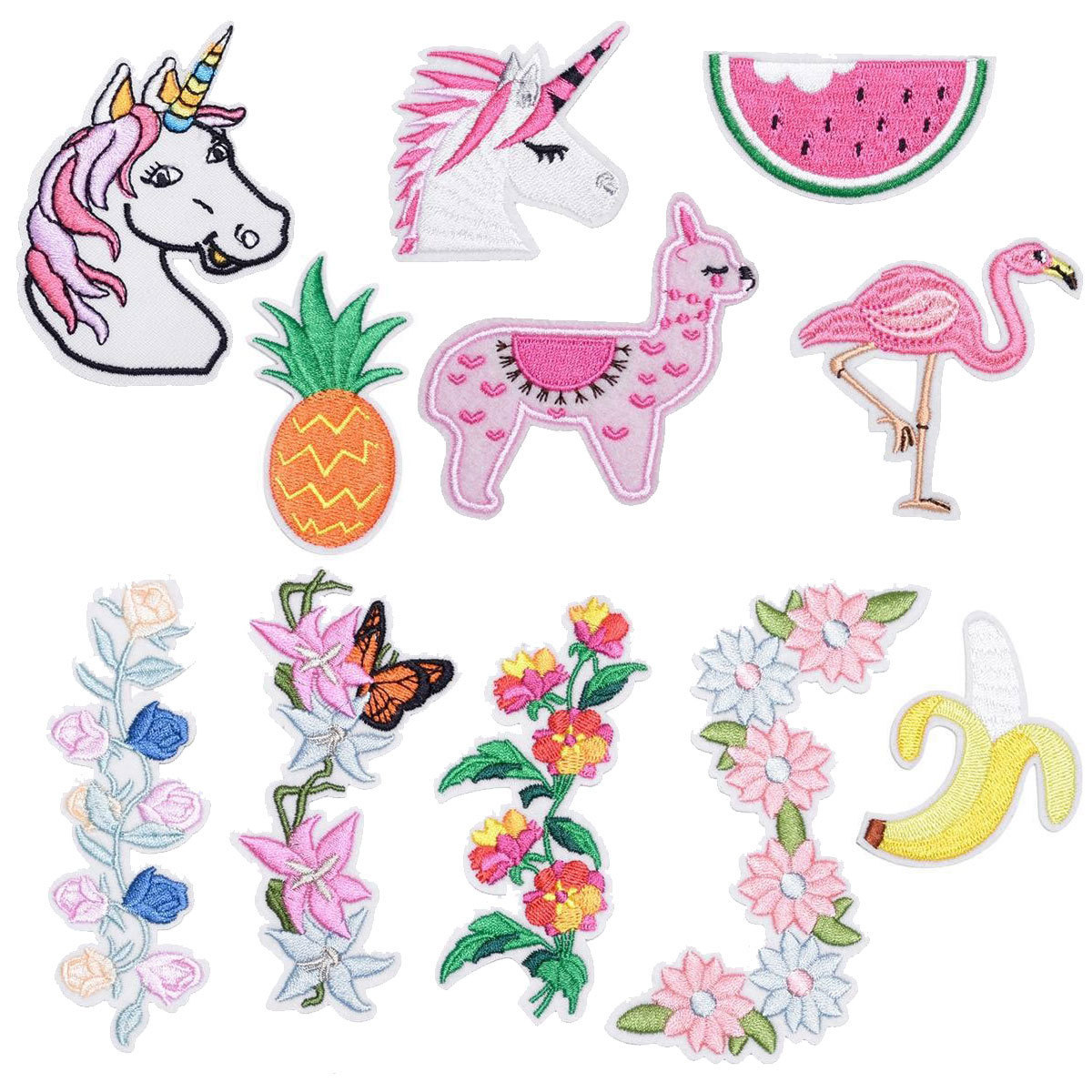 卡通动物水果菠萝花藤刺绣布贴可爱衣服帽子包鞋装饰徽章贴火烈鸟