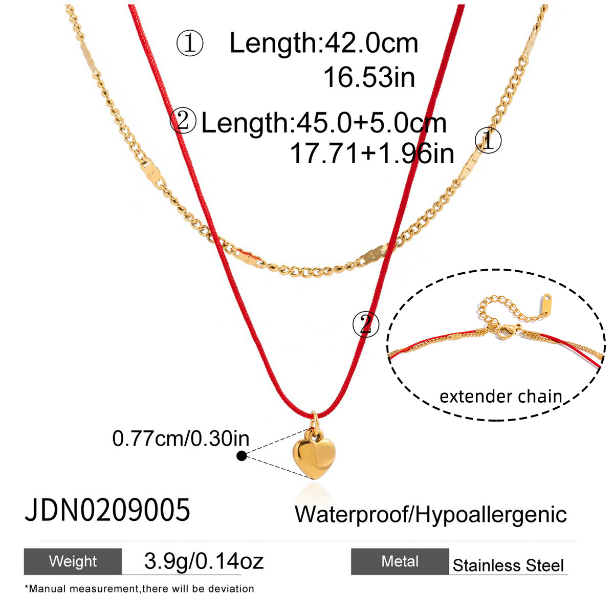 Wanxing amor transfronterizo colgante de acero inoxidable collar de Año Nuevo cuerda roja delicada simple collar de doble capa nicho de alta calidad