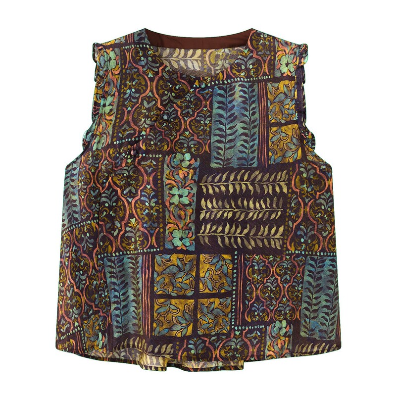 New Chinese-Style Xiangyun Silk Sleeveless Top for Women, 2026 Summer New Printed Silk National Style Shirt with Small Flying Sleeves New Chinese-Style Xiangyun Silk Sleeveless Top for Women, 2026 Summer New Printed Silk National Style Shirt with Small Flying Sleeves