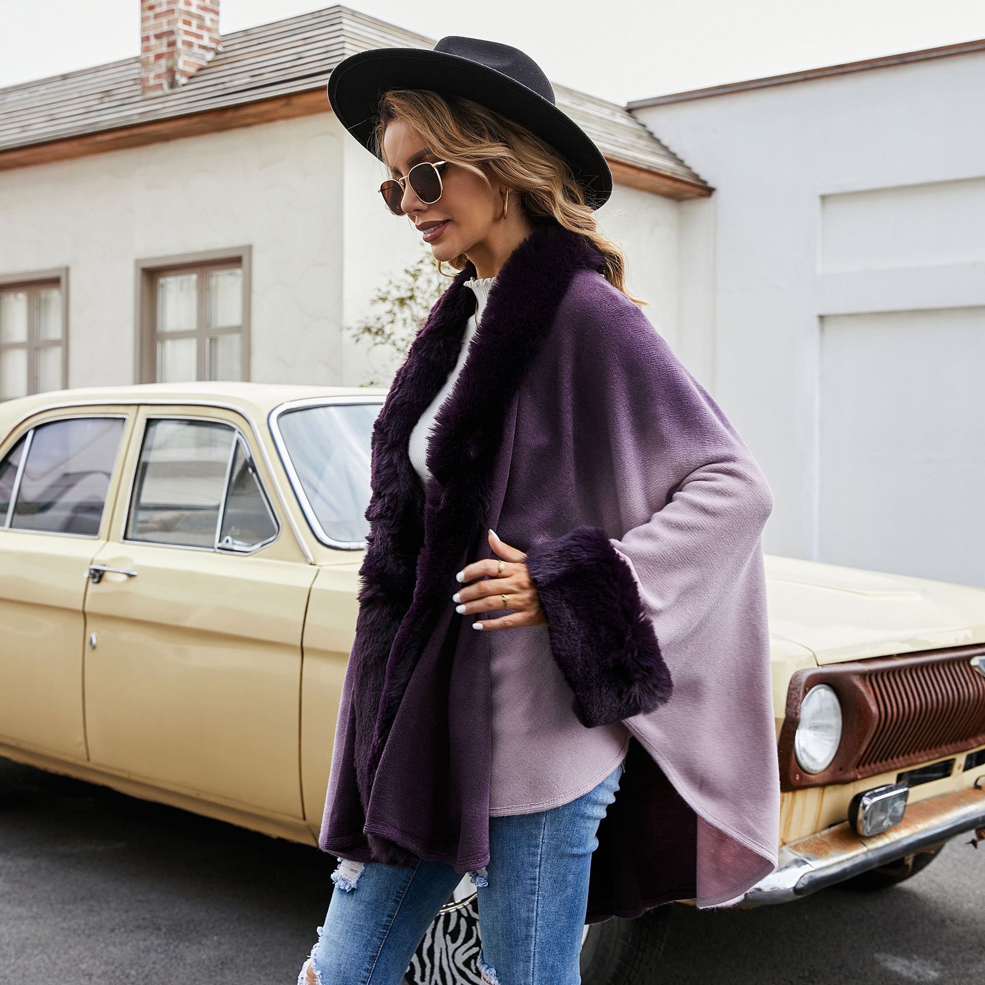 Abrigo de lana con chal para mujer Otoño e Invierno 2021 nueva moda elegante abrigo de lana de doble cara engrosado