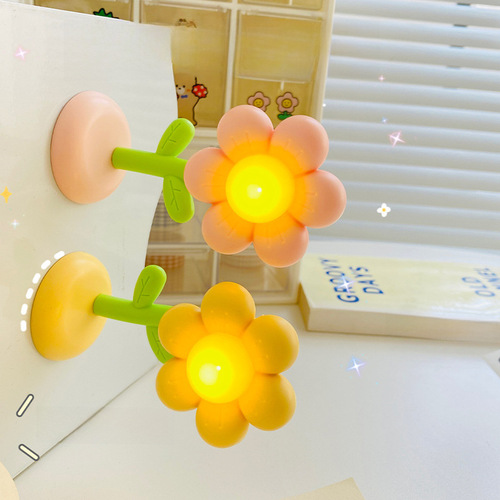Mini Magnetic Flower Night Light Desk Ornament Small Table Lamp for Girls and Children Bedroom Atmosphere Lighting Festival Gift