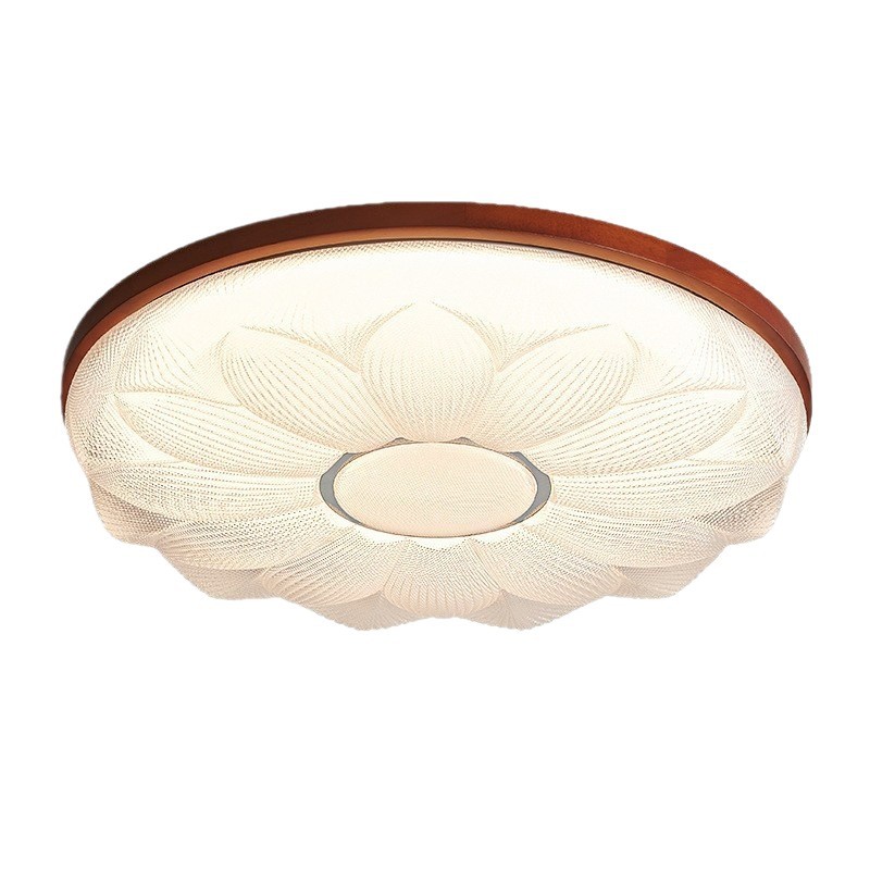 Lámpara de dormitorio, lámpara de techo, lámpara de dormitorio principal moderna simple de estilo antiguo, flor de cielo estrellado cálido, lámpara de habitación de nogal retro