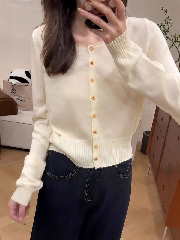 秋季女装新款日韩时尚休闲慵懒风披肩圆领长袖针织开衫毛衣两件套|undefined
