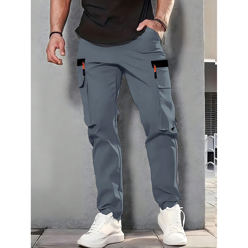 Wish Cross-Border Amazon Export Workwear Casual Pants Men's 2025 New Straight Multi-Flap Pocket Pants Loose Long Pants