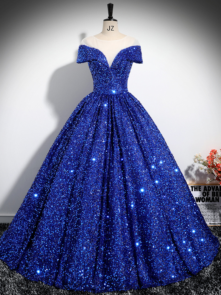 Una palabra hombro vestido de noche mujer esquinilla escenario solo vestido de exámenes de arte vocal reunión anual temperamento al por mayor
