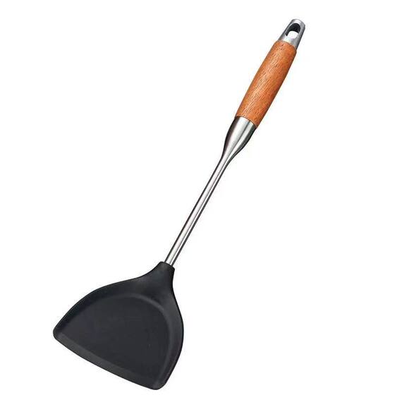 Pacifier grade silicone spatula non-stick special spatula soup spoon frying spatula colander cooking spatula wooden handle complete set