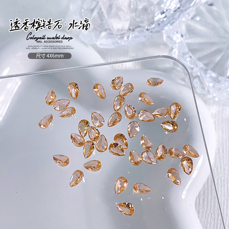투명 샴페인 뚱땡이 물방울 4x6mm 단알