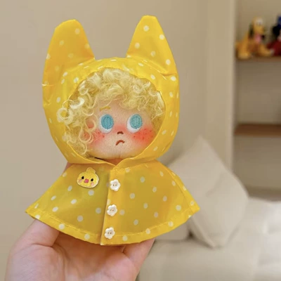 Curly Hair Plush Doll: Pluş açarlıqlar - yellow-raincoat-yellow-explosion-pendant