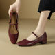 First-layer sheepskin Mary Jane shoes 2024 autumn new style small leather shoes with thick heel soft bottom French genuine leather single-layer shoes