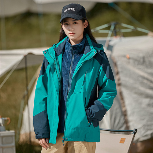 Jackets for men and women, three-in-one detachable two-piece set for couples, plus velvet and thickened trendy brand mountaineering clothing, outdoor