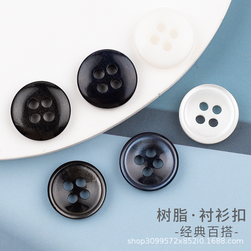 Four Eyes Shirt Button High-end Black Men's Business Casual Round Buckle Collar Short Sleeve T-Shirt Shirt with Shirt Button for Children