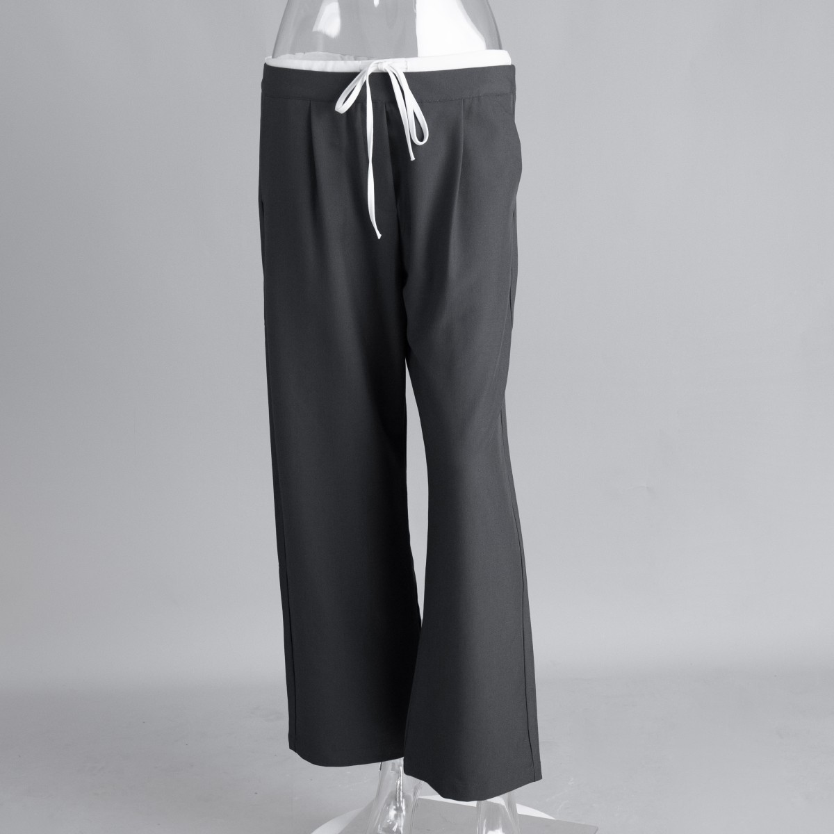 Pantalones sueltos transfronterizos Europa y América 2025 primavera nuevo falso dos piezas con diseño de cordones pantalones pantalones de traje de cercanías mujeres image 8