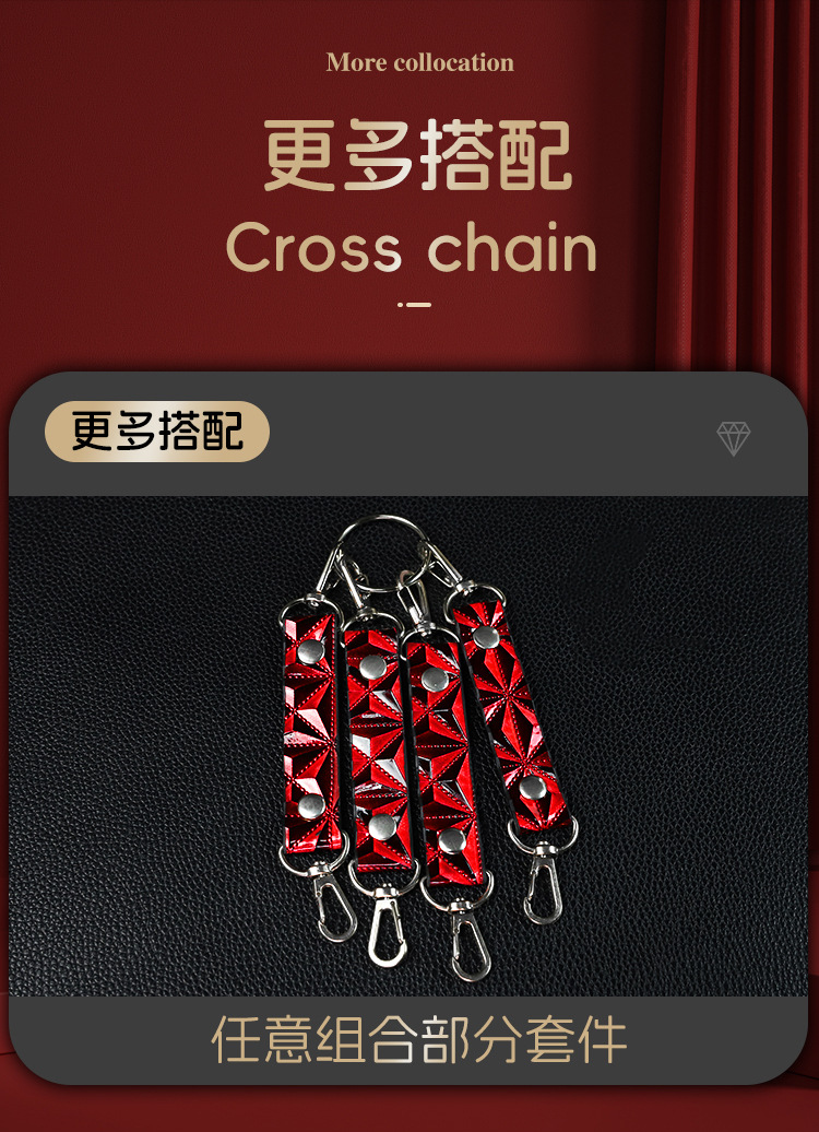 SM Eight-Piece Bondage Set with PU Leather Handcuffs and Metal Hardware — detail image 26