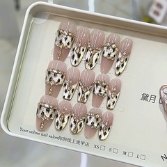 奈姿 纯手工穿戴甲秋冬新款蜜糖豹纹手绘豹纹气质猫眼款美甲贴片