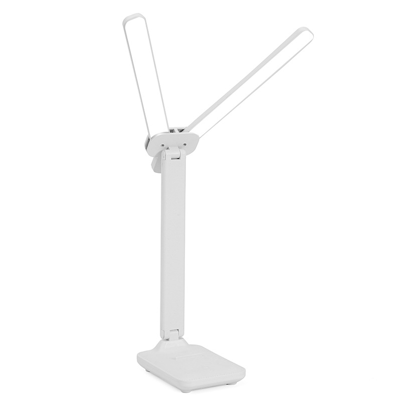 Lámpara de mesa de aprendizaje de protección ocular transfronteriza para proteger la vista Lámpara de dormitorio recargable LED Lámpara de mesa grande plegable de protección ocular de doble cabeza