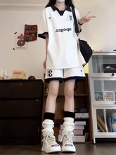 单件/套装 拼接撞色休闲运动套装女夏季新款学生宽松两件套潮