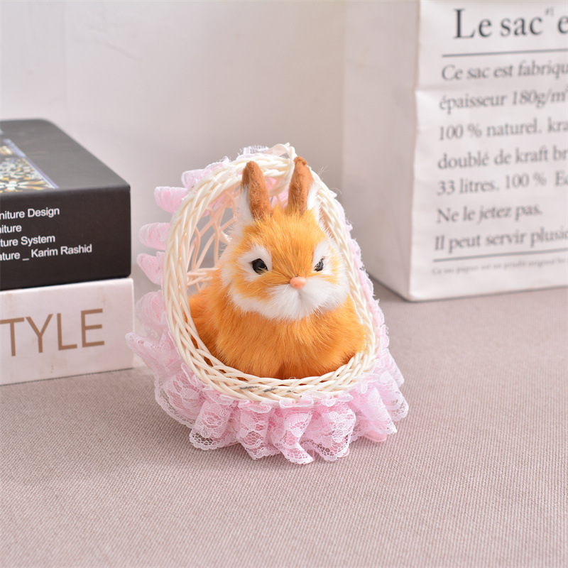 소리가없는 오렌지 토끼 (무작위 대나무 바구니를 보냅니다)