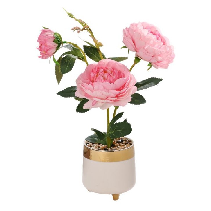 Flores falsas de alta calidad camellia pequeña flor de bonsai de moda decoración creativa plantación verde artificial simulación maceta