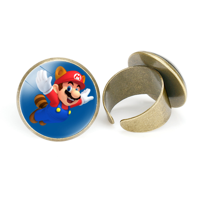 超级玛丽马里奥兄弟Mario复古戒指 游戏周边开口可调节金属指环