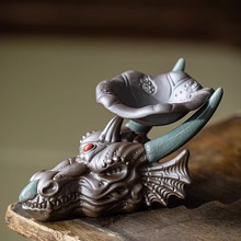 生肖龙首陶瓷龙头摆件个性茶漏支架茶叶过滤器可养茶宠茶盘装饰品