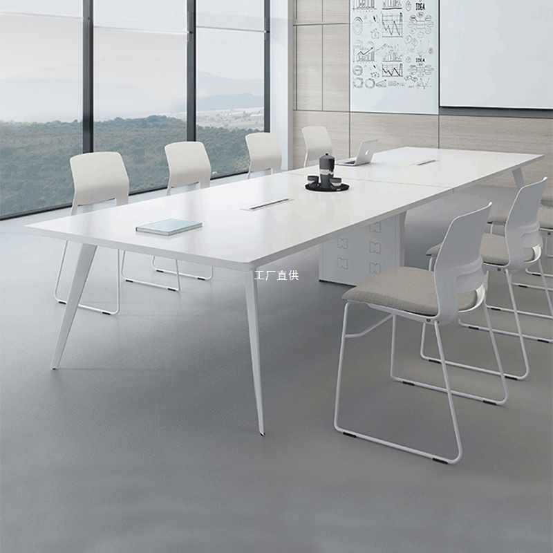 会议桌长桌桌椅组合简约现代小型白色会议室洽谈培训条形桌会议台