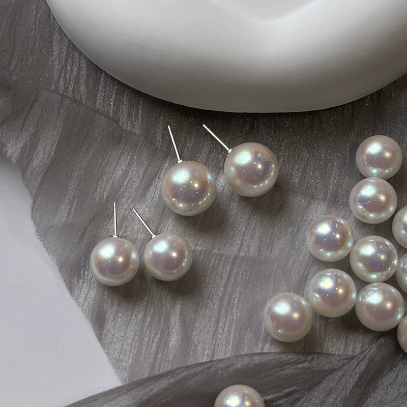 Retro silver needle, earrings from pearl, silver 925 sample, French retro style, 2025 years, internet celebrity